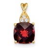10k 7mm Cushion Checkerboard January/ Garnet and Diamond Pendant