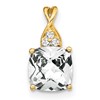 14k 7mm Cushion Checkerboard April/White Topaz and Diamond Pendant