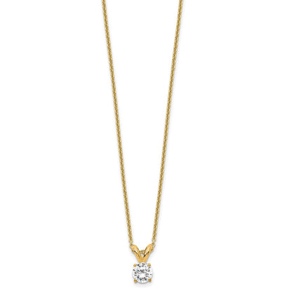 14k 1/4 carat Lab Grown Diamond VS/SI+ G+ Round Complete Four Prong 18 inch Solitaire Pendant Necklace