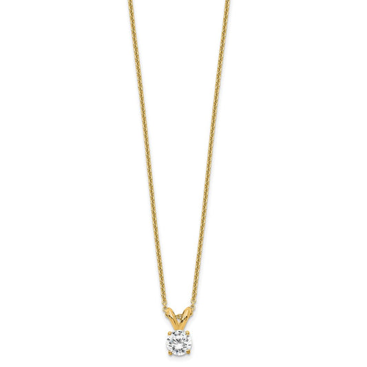 14k 1/4 carat Lab Grown Diamond VS+ F+ Round Complete Four Prong 18 inch Solitaire Pendant Necklace