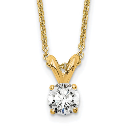 14k 1/4 carat Lab Grown Diamond VS+ F+ Round Complete Four Prong 18 inch Solitaire Pendant Necklace