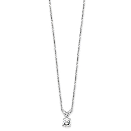 14k White Gold 1/3 carat Lab Grown Diamond VS/SI+ G+ Round Complete Four Prong 18 inch Solitaire Pendant Necklace