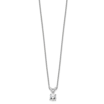 14k White Gold 1/3 carat Lab Grown Diamond VS+ F+ Round Complete Four Prong 18 inch Solitaire Pendant Necklace