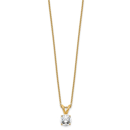 14k 1/2 carat Lab Grown Diamond VS+ F+ Round Complete Four Prong 18 inch Solitaire Pendant Necklace