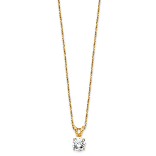 14k 1/2 carat Lab Grown Diamond VS+ F+ Round Complete Four Prong 18 inch Solitaire Pendant Necklace