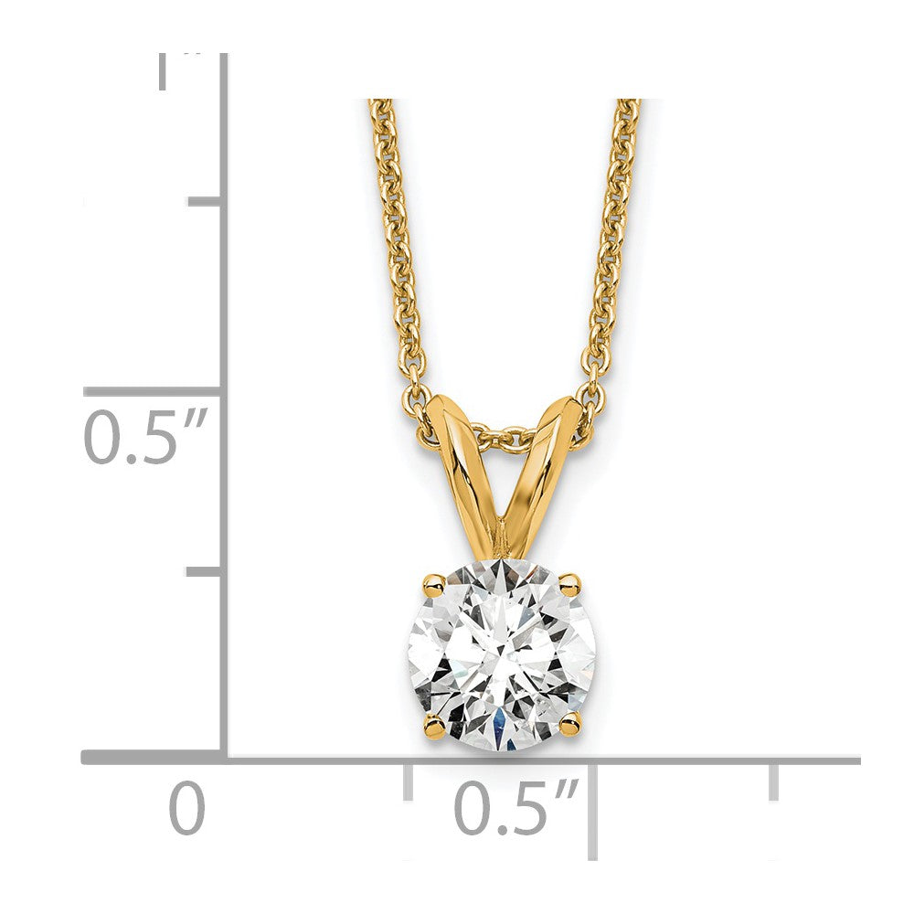 14k 1/2 carat Lab Grown Diamond VS+ F+ Round Complete Four Prong 18 inch Solitaire Pendant Necklace