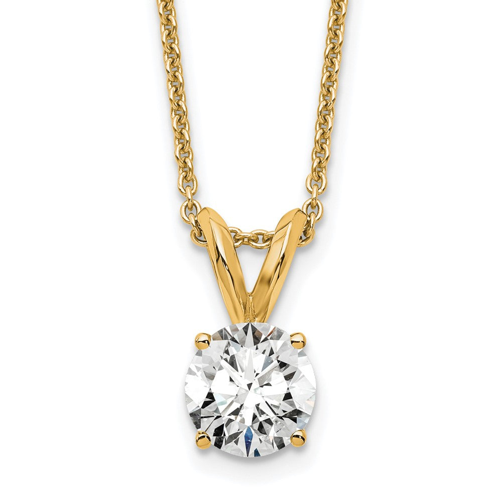 14k 1/2 carat Lab Grown Diamond VS+ F+ Round Complete Four Prong 18 inch Solitaire Pendant Necklace