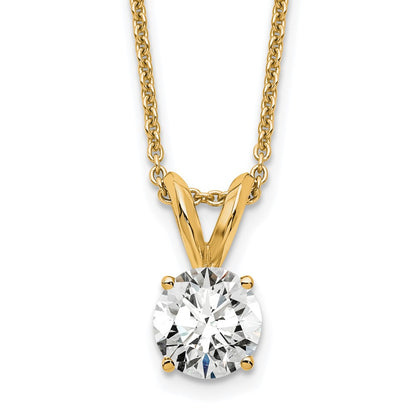 14k 1/2 carat Certified Lab Grown Diamond VS+ F+ Round Complete Four Prong 18 inch Solitaire Pendant Necklace
