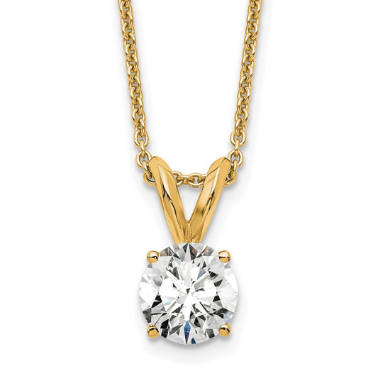 14k 1/2 carat Certified Lab Grown Diamond VS+ F+ Round Complete Four Prong 18 inch Solitaire Pendant Necklace