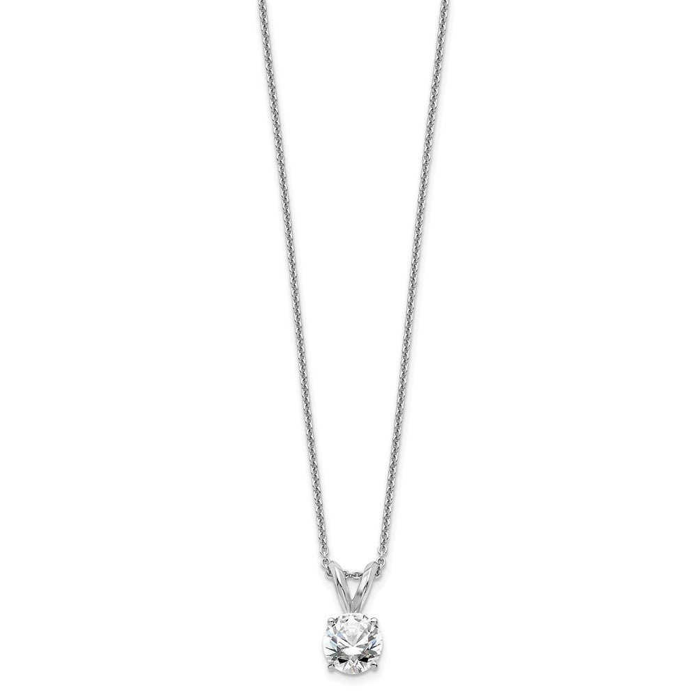 14k White Gold 1/2 carat Lab Grown Diamond VS+ F+ Round Complete Four Prong 18 inch Solitaire Pendant Necklace