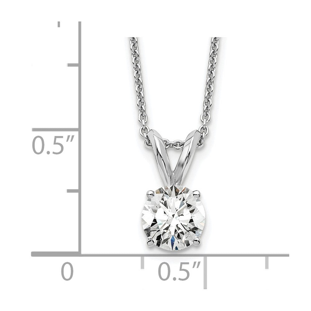 14k White Gold 1/2 carat Lab Grown Diamond VS/SI+ G+ Round Complete Four Prong 18 inch Solitaire Pendant Necklace