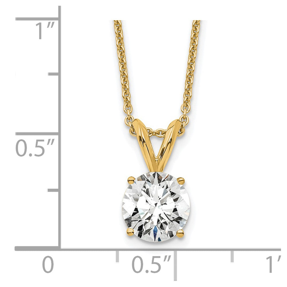 14k 3/4 carat Certified Lab Grown Diamond VS/SI+ G+ Round Complete Four Prong 18 inch Solitaire Pendant Necklace