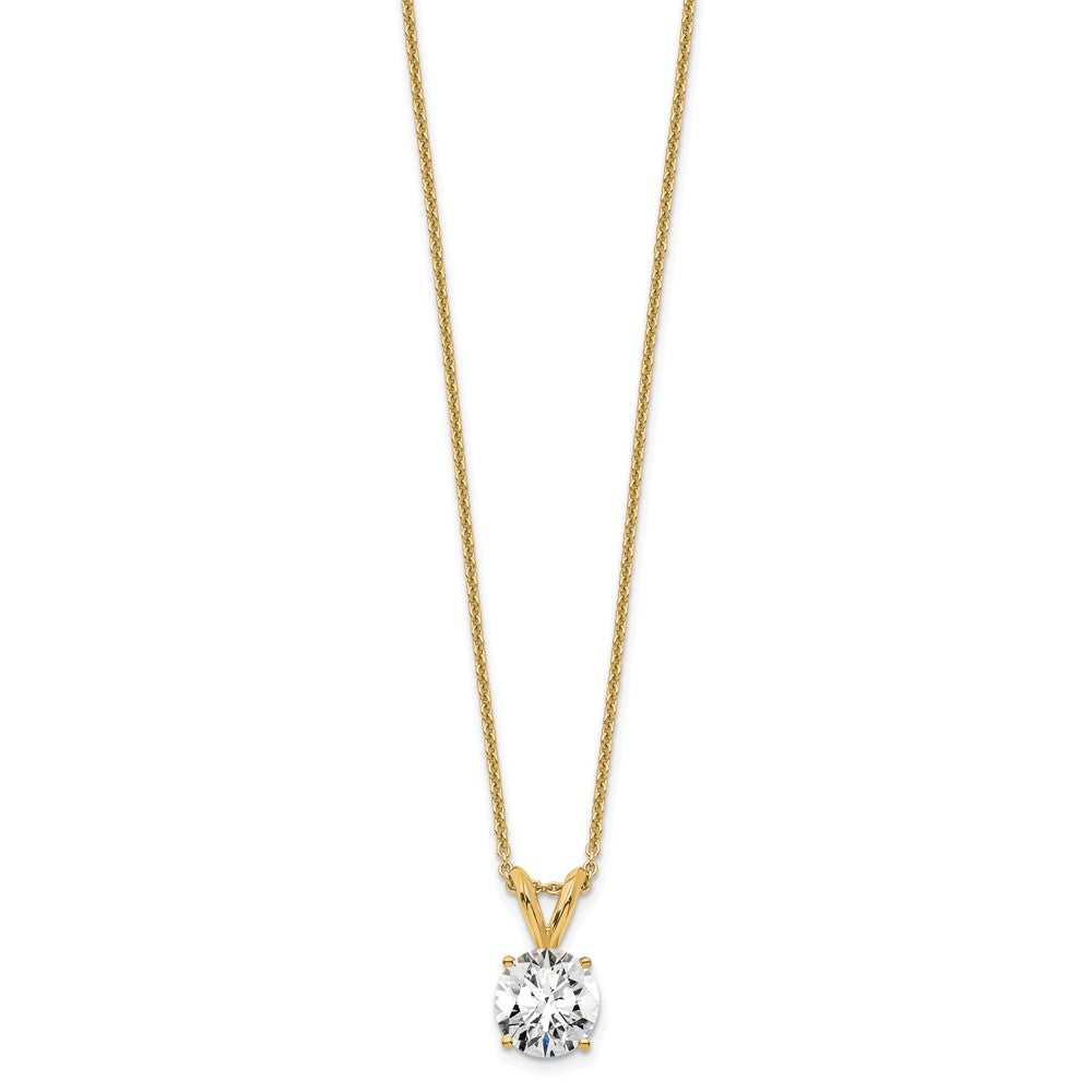 14k 3/4 carat Lab Grown Diamond VS+ F+ Round Complete Four Prong 18 inch Solitaire Pendant Necklace