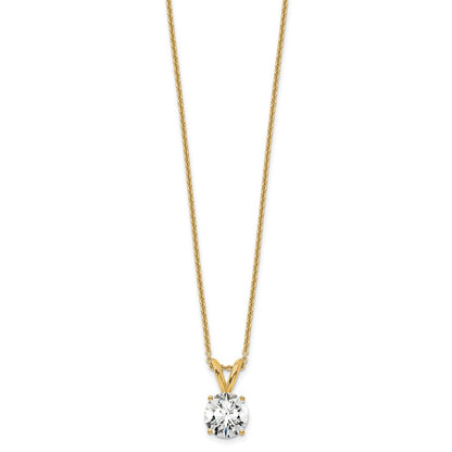 14k 3/4 carat Lab Grown Diamond VS+ F+ Round Complete Four Prong 18 inch Solitaire Pendant Necklace