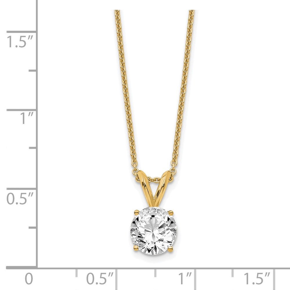 14k 3/4 carat Lab Grown Diamond VS+ F+ Round Complete Four Prong 18 inch Solitaire Pendant Necklace