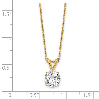 14k 3/4 carat Lab Grown Diamond VS+ F+ Round Complete Four Prong 18 inch Solitaire Pendant Necklace