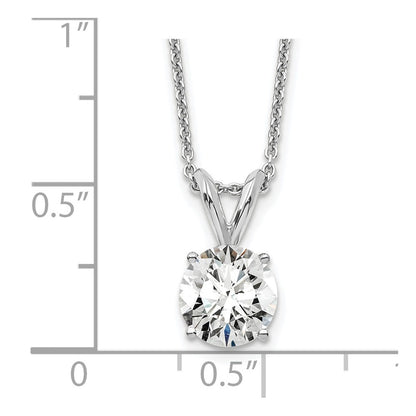 14k White Gold 3/4 carat Certified Lab Grown Diamond VS/SI+ G+ Round Complete Four Prong 18 inch Solitaire Pendant Necklace