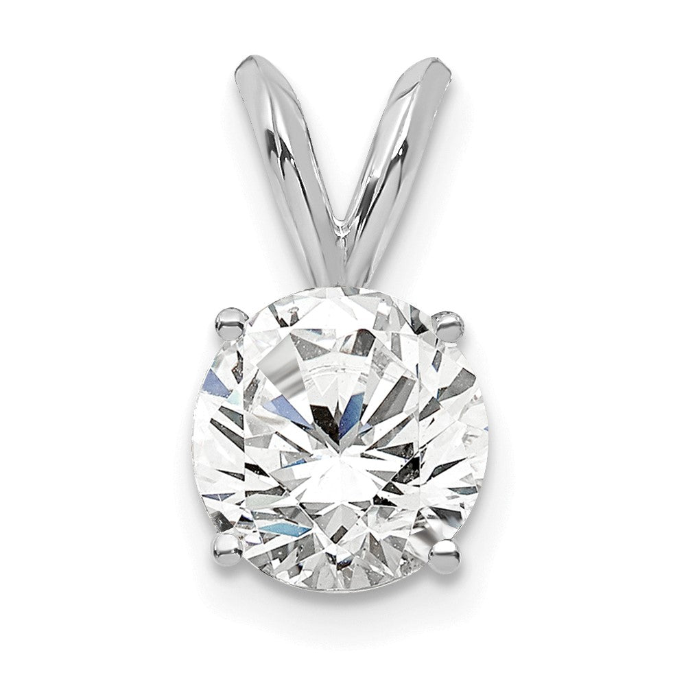 14k White Gold 3/4 carat Certified Lab Grown Diamond VS/SI+ G+ Round Complete Four Prong Solitaire Pendant