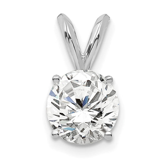 14k White Gold 3/4 carat Certified Lab Grown Diamond VS/SI+ G+ Round Complete Four Prong Solitaire Pendant