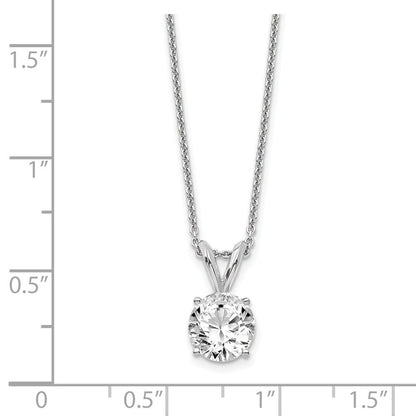 14k White Gold 3/4 carat Lab Grown Diamond VS+ F+ Round Complete Four Prong 18 inch Solitaire Pendant Necklace