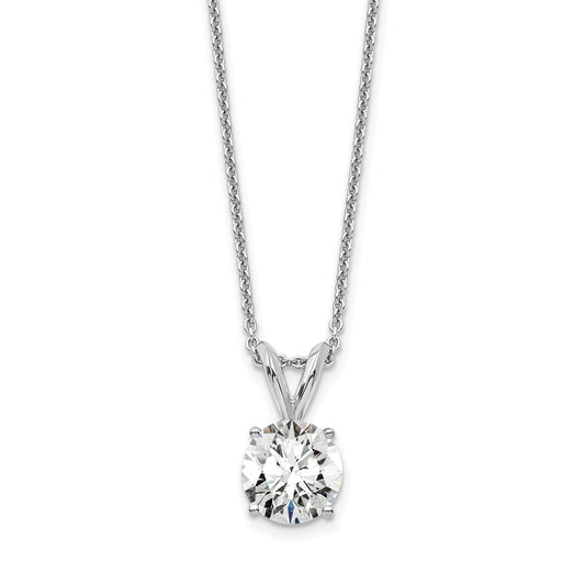 14k White Gold 3/4 carat Lab Grown Diamond VS+ F+ Round Complete Four Prong 18 inch Solitaire Pendant Necklace