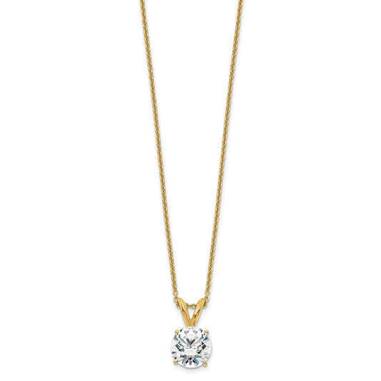 14k 1 carat Certified Lab Grown Diamond VS/SI+ G+ Round Complete Four Prong 18 inch Solitaire Pendant Necklace