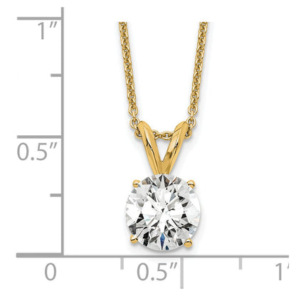 14k 1 carat Certified Lab Grown Diamond VS/SI+ G+ Round Complete Four Prong 18 inch Solitaire Pendant Necklace
