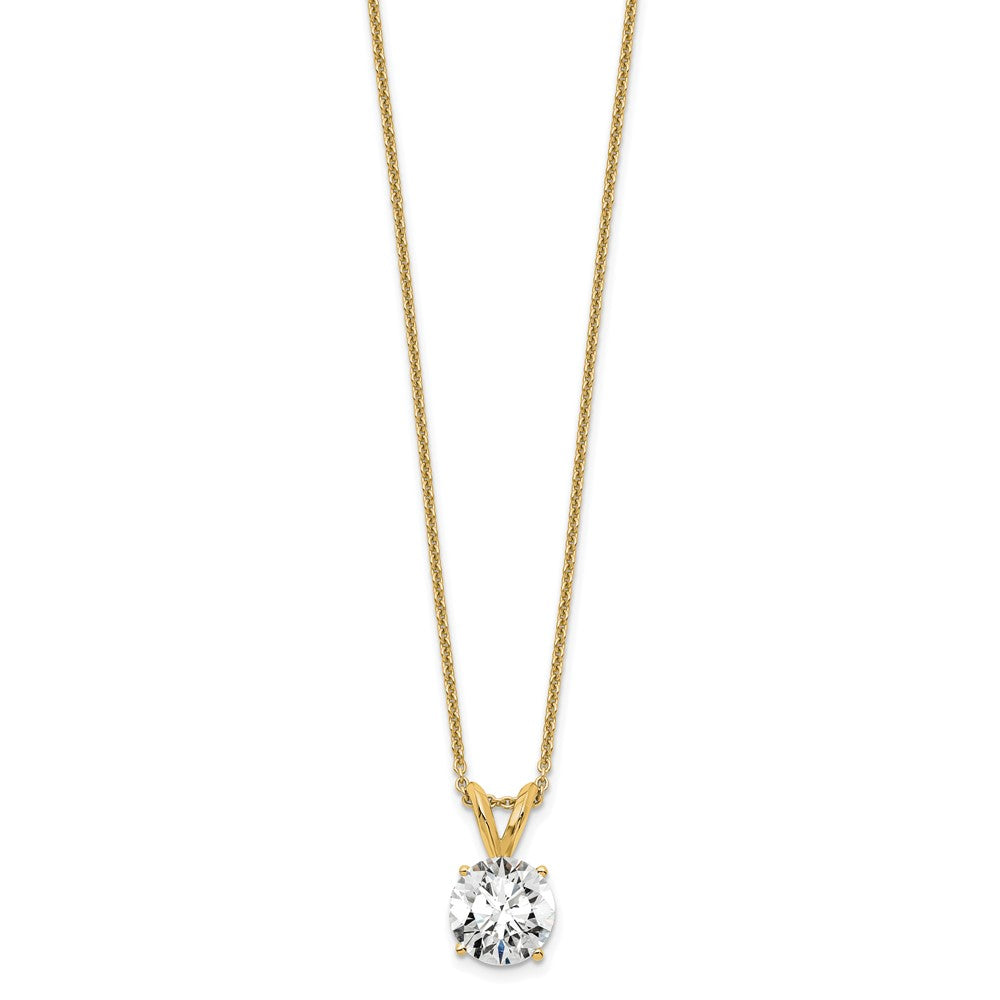 14k 1 carat Lab Grown Diamond VS+ F+ Round Complete Four Prong 18 inch Solitaire Pendant Necklace