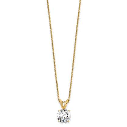 14k 1 carat Lab Grown Diamond VS+ F+ Round Complete Four Prong 18 inch Solitaire Pendant Necklace