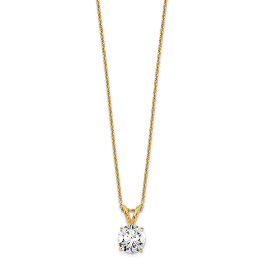 14k 1 carat Lab Grown Diamond VS+ F+ Round Complete Four Prong 18 inch Solitaire Pendant Necklace