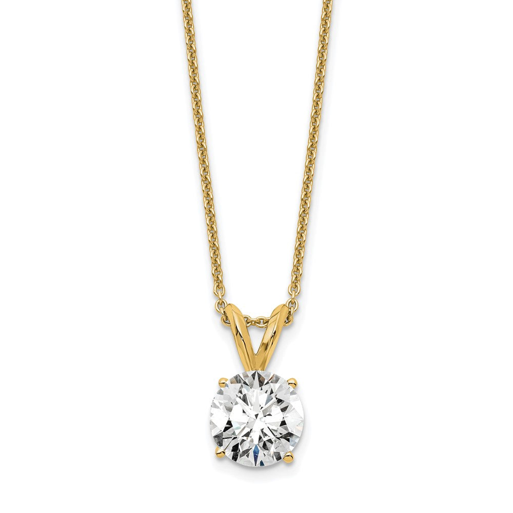 14k 1 carat Lab Grown Diamond VS+ F+ Round Complete Four Prong 18 inch Solitaire Pendant Necklace