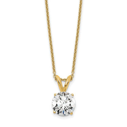 14k 1 carat Lab Grown Diamond VS+ F+ Round Complete Four Prong 18 inch Solitaire Pendant Necklace