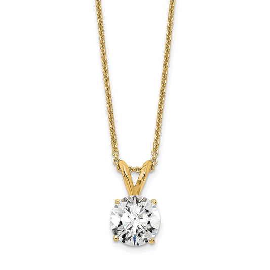 14k 1 carat Lab Grown Diamond VS+ F+ Round Complete Four Prong 18 inch Solitaire Pendant Necklace