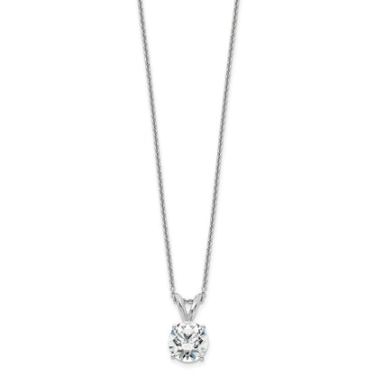 14k White Gold 1 carat Certified Lab Grown Diamond VS/SI+ G+ Round Complete Four Prong 18 inch Solitaire Pendant Necklace