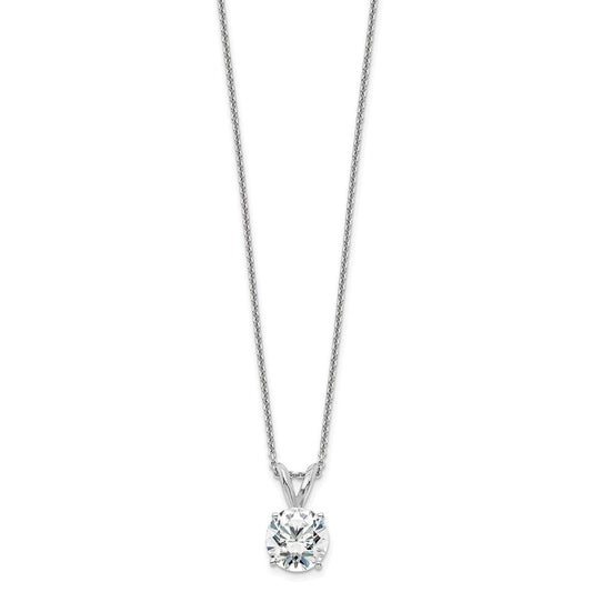14k White Gold 1 carat Lab Grown Diamond VS+ F+ Round Complete Four Prong 18 inch Solitaire Pendant Necklace