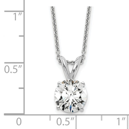 14k White Gold 1 carat Lab Grown Diamond VS+ F+ Round Complete Four Prong 18 inch Solitaire Pendant Necklace