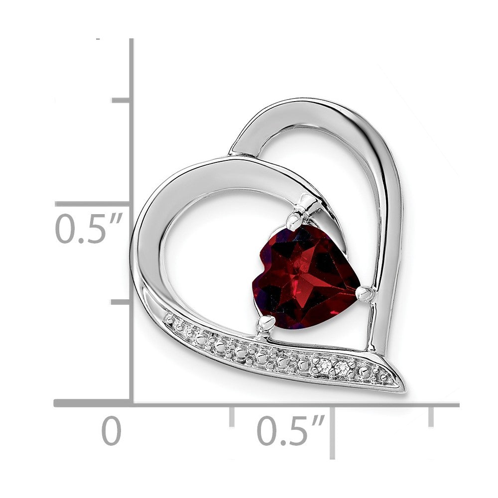 Sterling Silver Rhodium-plated Garnet and Diamond Pendant
