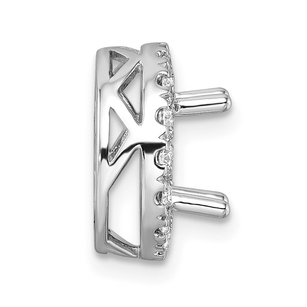 14k White Gold 1/2 carat Center Lab Grown Diamond VS/SI+ G+ Round Semi Mount 8.2mm Center Halo Chain Slide Pendant