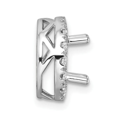 14k White Gold 1/2 carat Center Lab Grown Diamond VS/SI+ G+ Round Semi Mount 8.2mm Center Halo Chain Slide Pendant