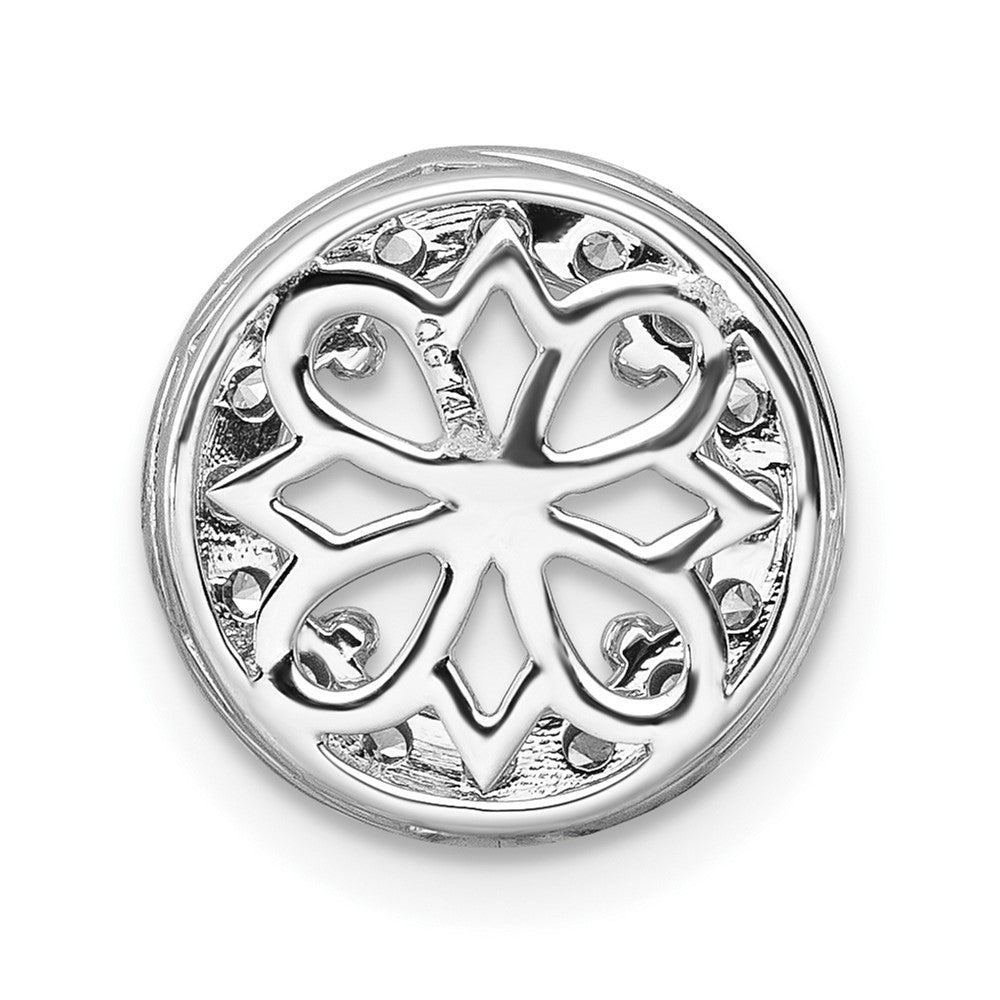 14k White Gold 1/2 carat Center Lab Grown Diamond VS/SI+ G+ Round Semi Mount 8.2mm Center Halo Chain Slide Pendant