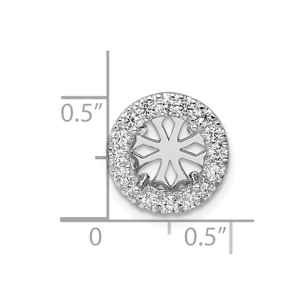 14k White Gold 1/2 carat Center Lab Grown Diamond VS/SI+ G+ Round Semi Mount 8.2mm Center Halo Chain Slide Pendant