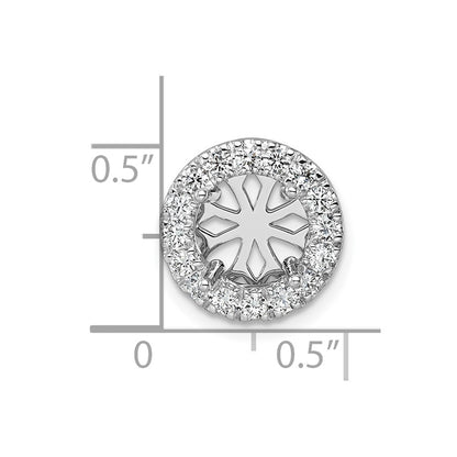 14k White Gold 1/2 carat Center Lab Grown Diamond VS/SI+ G+ Round Semi Mount 8.2mm Center Halo Chain Slide Pendant