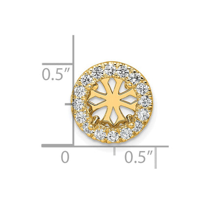14k 1/2 carat Lab Grown Diamond VS/SI+ G+ Semi Mount 8.2mm Center Round Halo Chain Slide Pendant