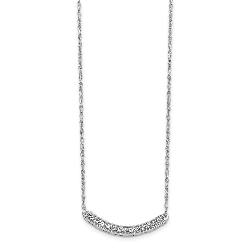 10k White Gold 1/6 carat Diamond Curved Bar 18 inch Necklace