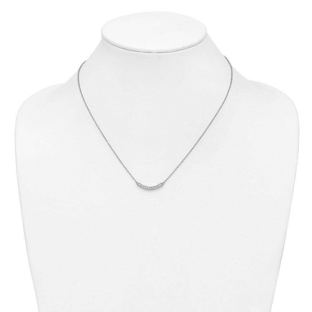 10k White Gold 1/6 carat Diamond Curved Bar 18 inch Necklace