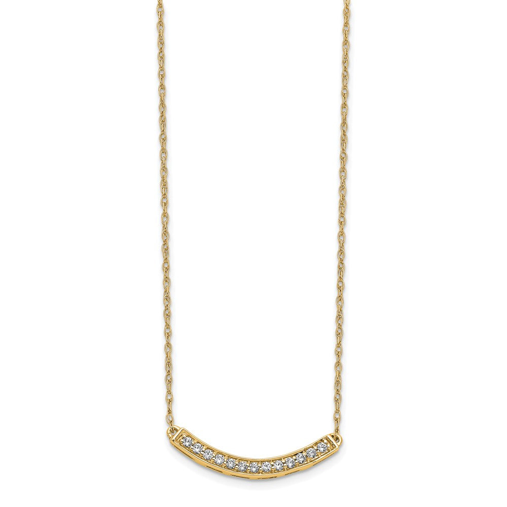 10k 1/6 carat Diamond Curved Bar 18 inch Necklace