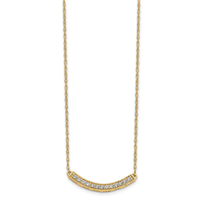 10k 1/6 carat Diamond Curved Bar 18 inch Necklace