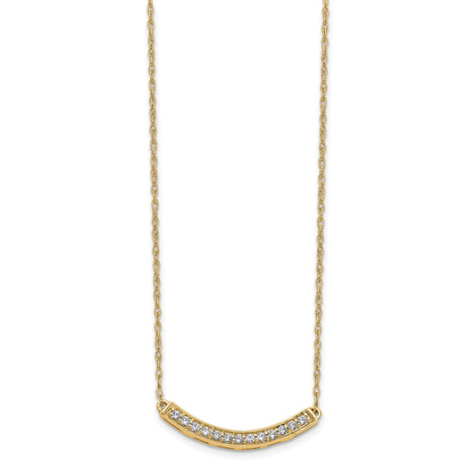 10k 1/6 carat Diamond Curved Bar 18 inch Necklace