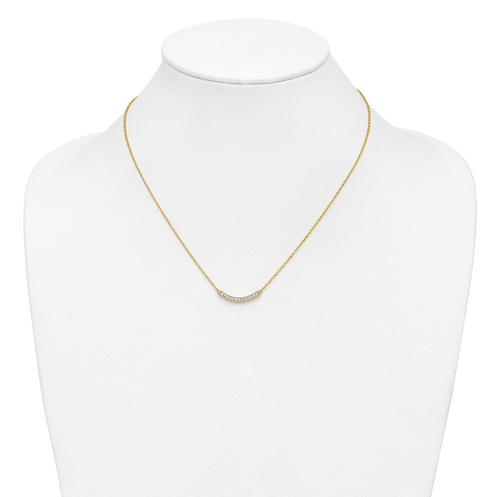 10k 1/6 carat Diamond Curved Bar 18 inch Necklace
