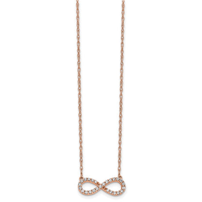 10k Rose Gold Polished 1/6 carat Diamond Infinity Symbol 18 inch Necklace
